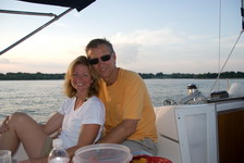 A happy couple enjoying a cruise on Lake Lavon.