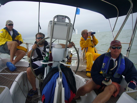Yacht racing crew in action