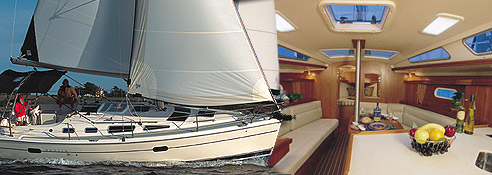 Interior and exterior of Fun Time Sailing's yacht on Lake Lavon.